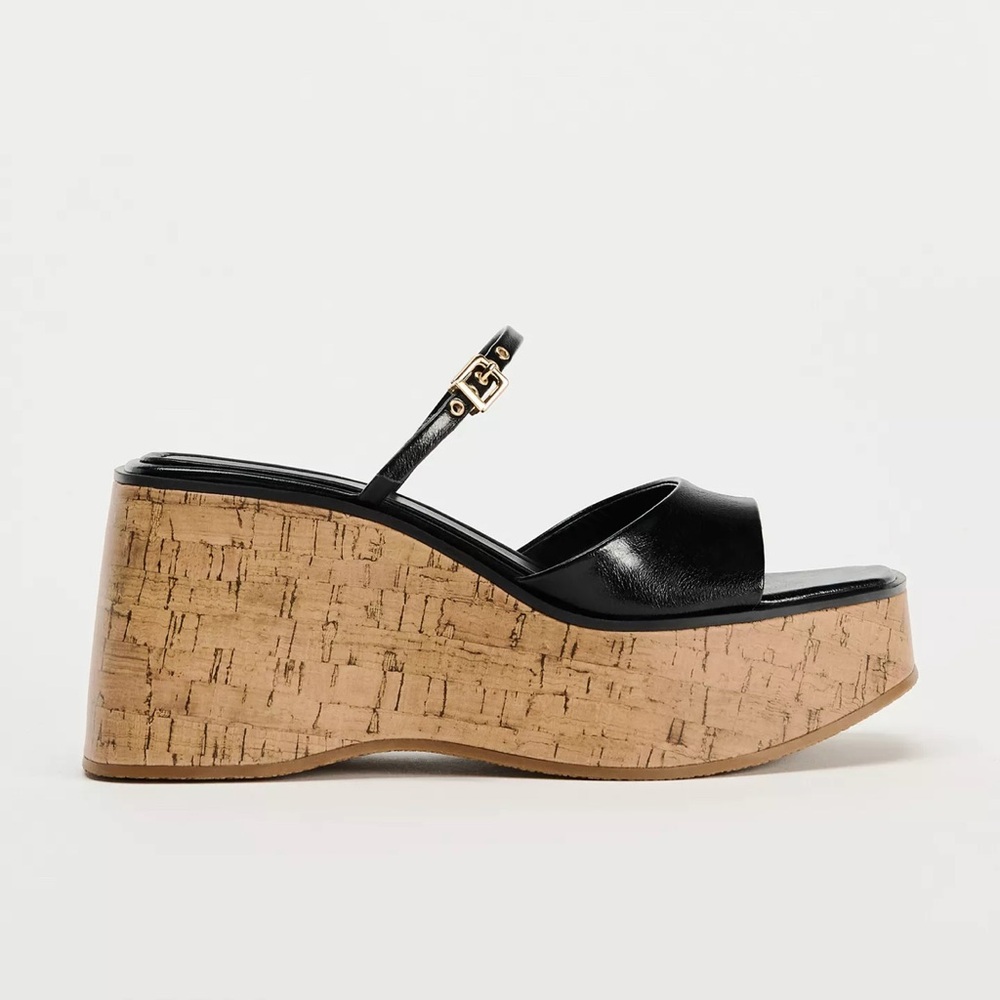 Zara Black Wedge Sandals